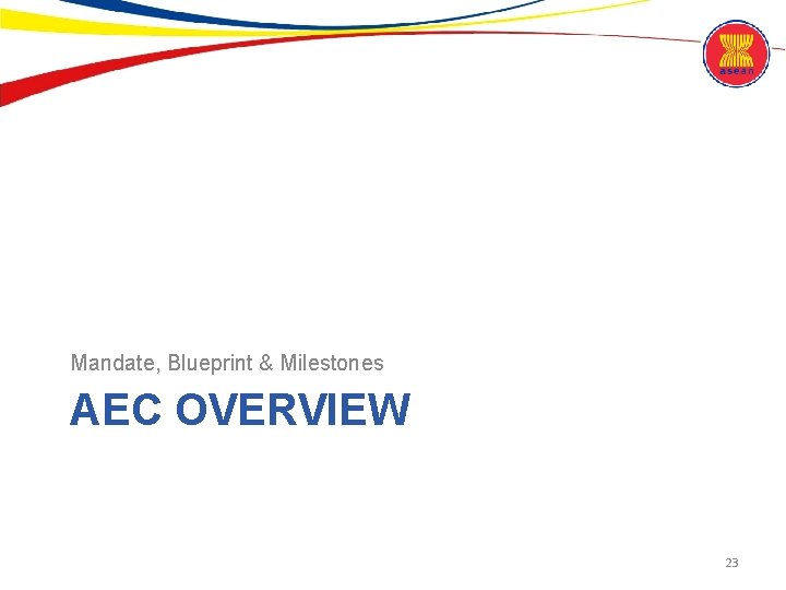 Mandate, Blueprint & Milestones AEC OVERVIEW 23 