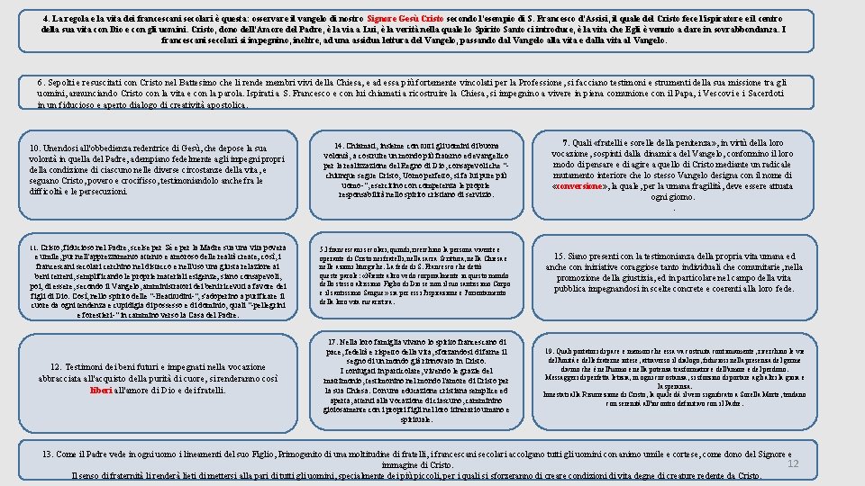 4. La regola e la vita dei francescani secolari è questa: osservare il vangelo