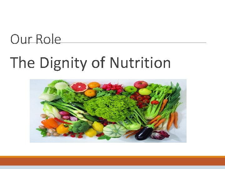 Our Role The Dignity of Nutrition 