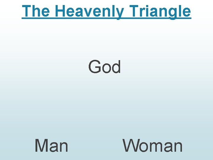 The Heavenly Triangle God Man Woman 