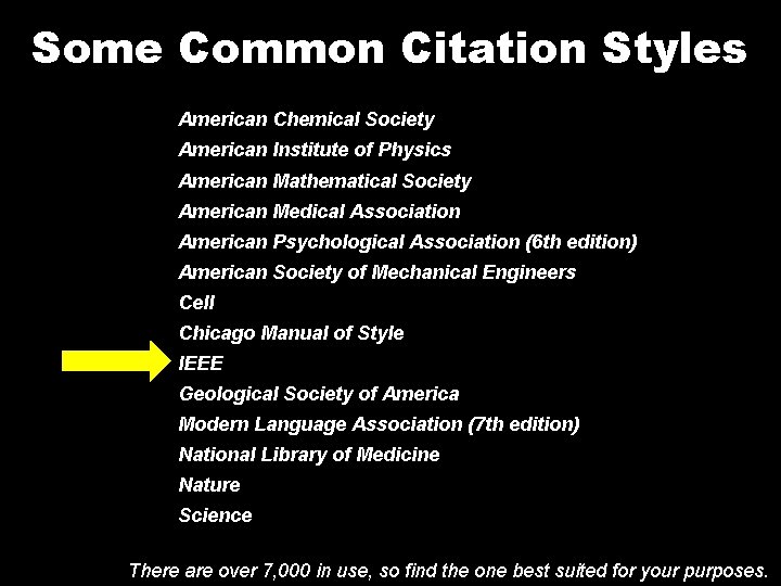 Some Common Citation Styles American Chemical Society American Institute of Physics American Mathematical Society