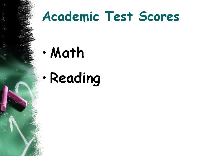 Academic Test Scores • Math • Reading 