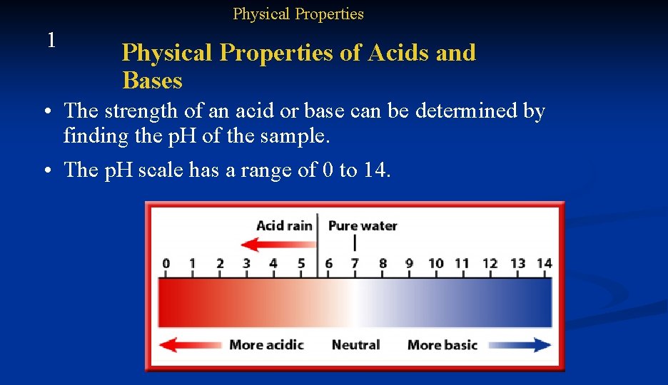 Physical Properties 1 Physical Properties of Acids and Bases • The strength of an