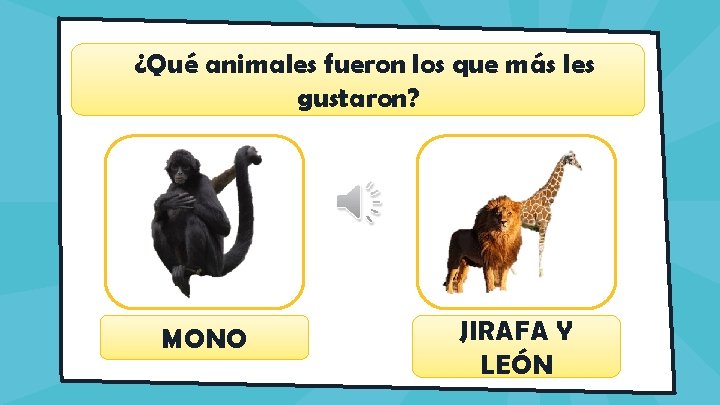 ¿Qué animales fueron los que más les gustaron? MONO JIRAFA Y LEÓN 