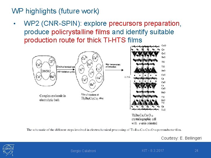 WP highlights (future work) • WP 2 (CNR-SPIN): explore precursors preparation, produce policrystalline films