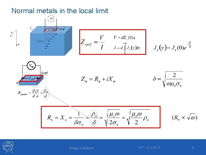 Normal metals in the local limit Vdc S=a 2 d Sergio Calatroni KIT -