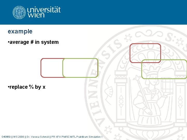 example • average # in system • replace ¾ by x 040669 || WS