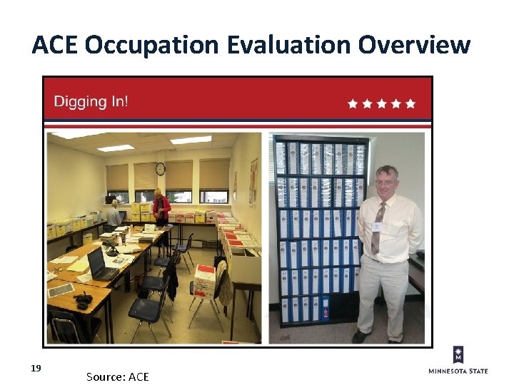 ACE Occupation Evaluation Overview 19 Source: ACE 