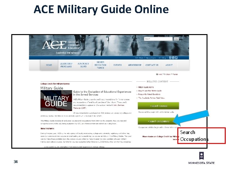 ACE Military Guide Online Search Occupations 34 