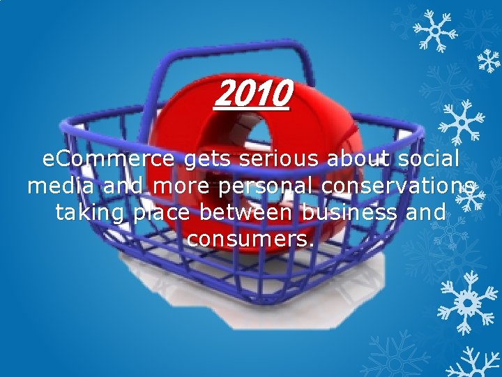 2010 e. Commerce gets serious about social media and more personal conservations taking place