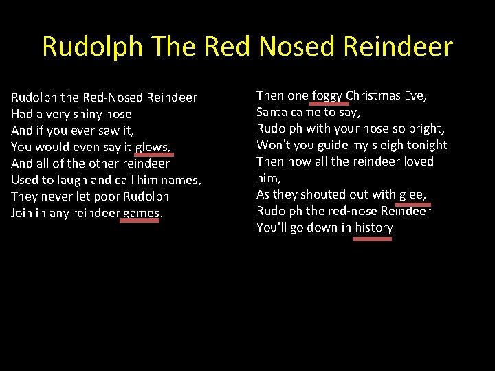 Rudolph The Red Nosed Reindeer Rudolph the Red-Nosed Reindeer Had a very shiny nose