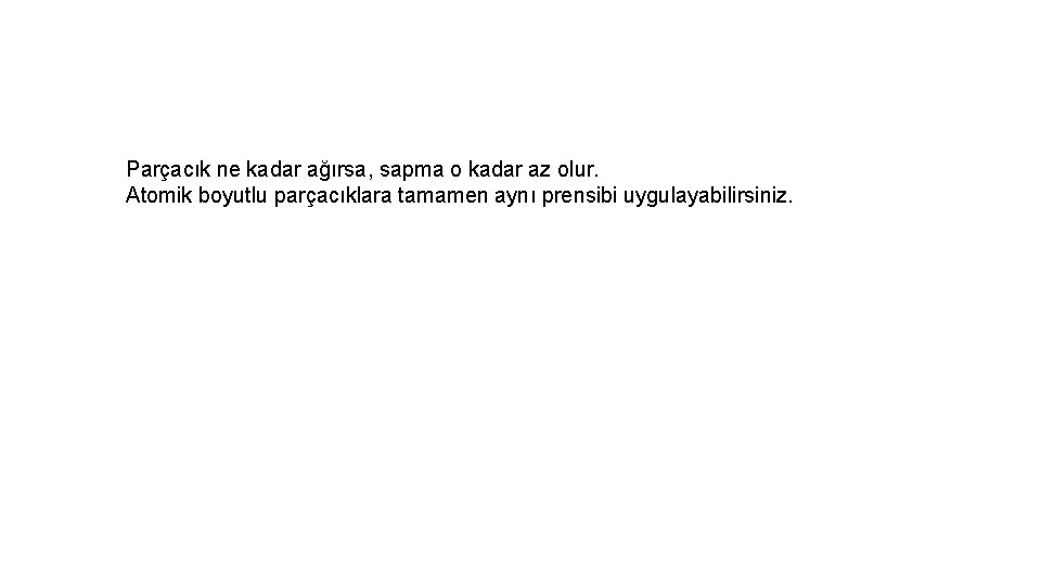 Parçacık ne kadar ağırsa, sapma o kadar az olur. Atomik boyutlu parçacıklara tamamen aynı