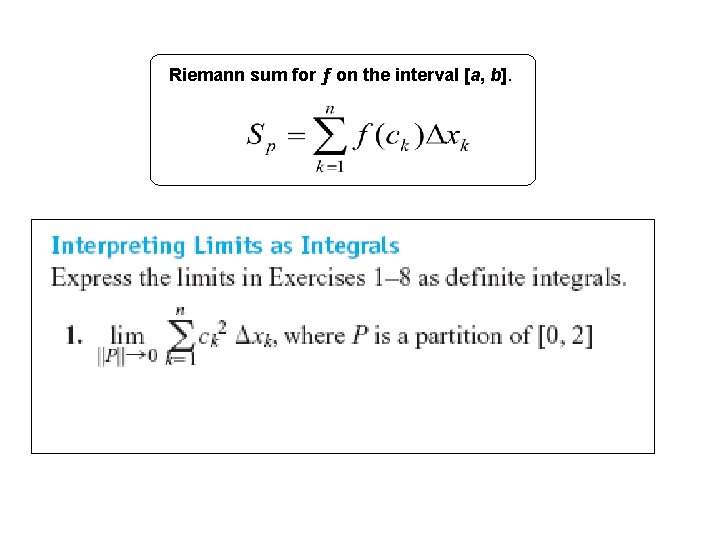 Riemann sum for ƒ on the interval [a, b]. 