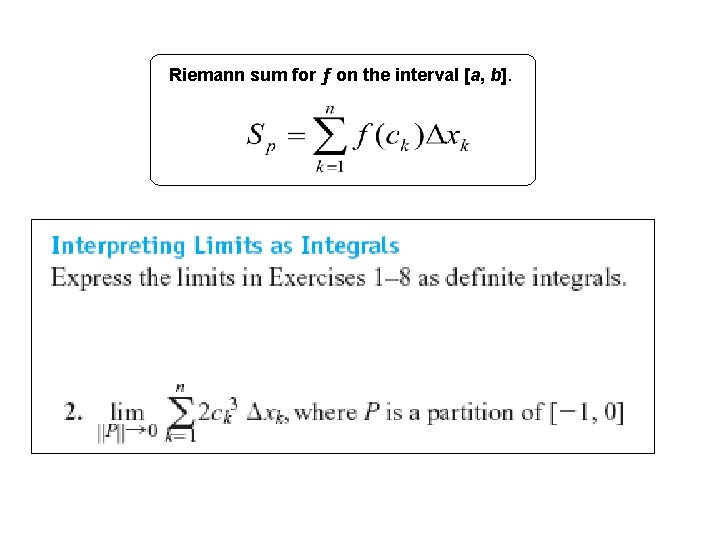 Riemann sum for ƒ on the interval [a, b]. 