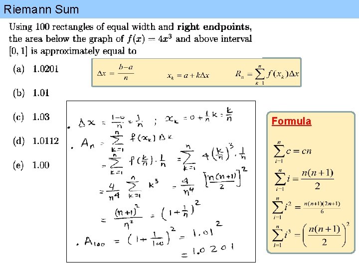 Riemann Sum Formula 