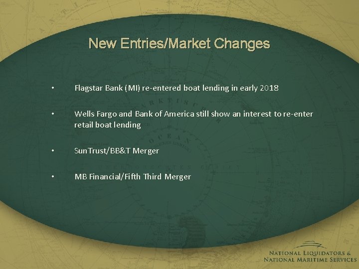 New Entries/Market Changes • Flagstar Bank (MI) re-entered boat lending in early 2018 •