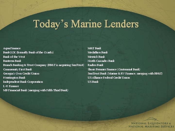 Today’s Marine Lenders Aqua Finance Bank. OZK (formally Bank of the Ozarks) Bank of