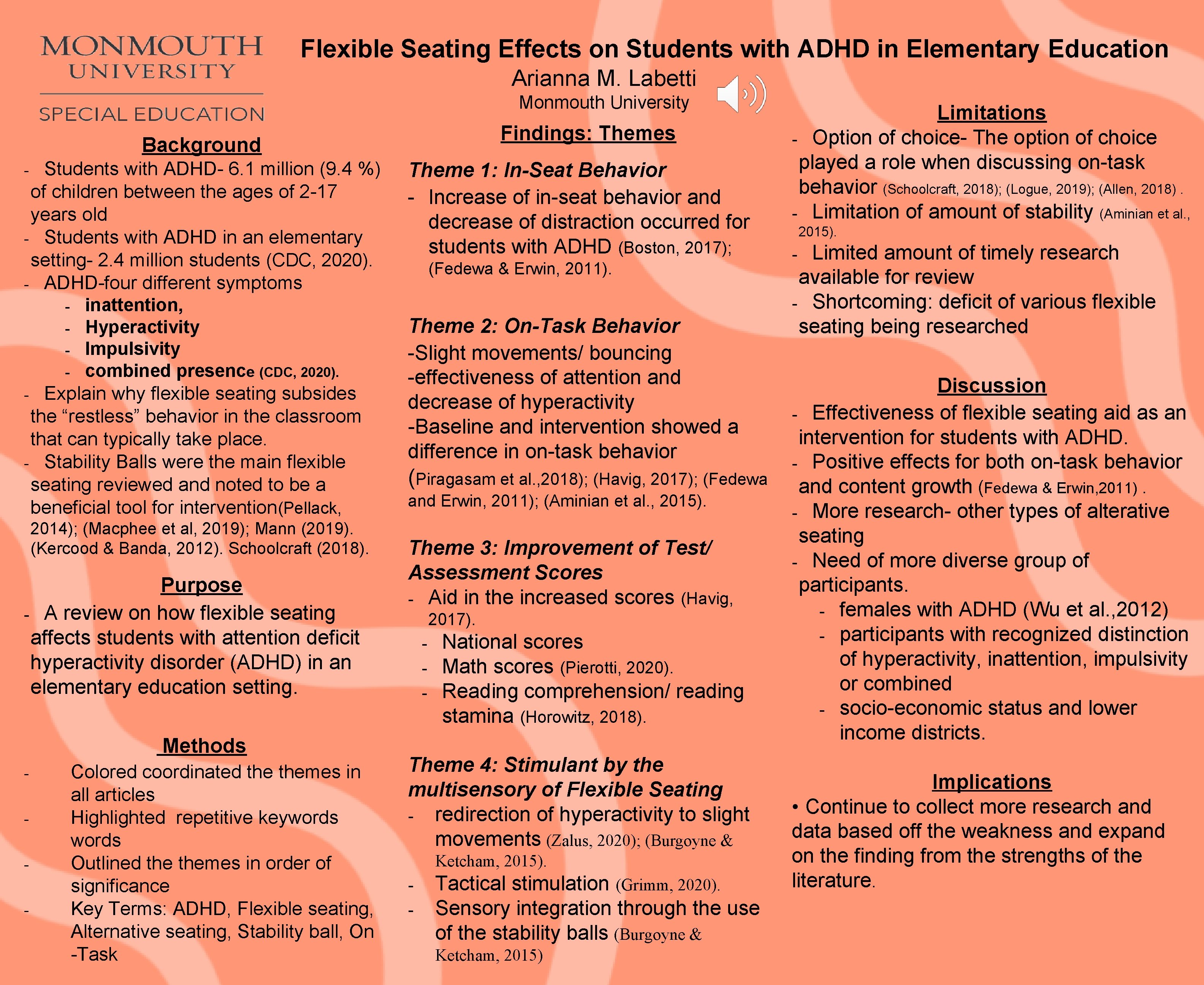 Flexible Seating Effects on Students with ADHD in Elementary Education Arianna M. Labetti Monmouth