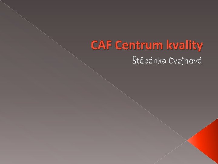 CAF Centrum kvality Štěpánka Cvejnová 