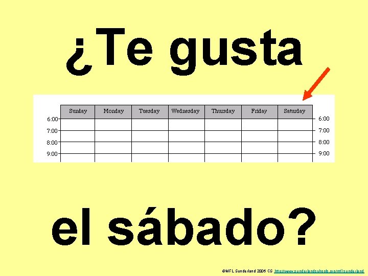 ¿Te gusta el sábado? ©MFL Sunderland 2006 CS http: //www. sunderlandschools. org/mfl-sunderland 