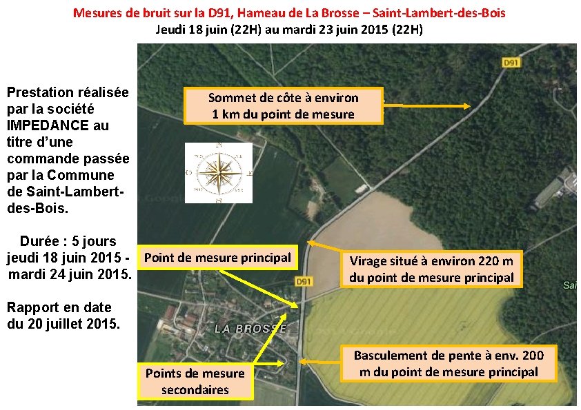 Mesures de bruit sur la D 91, Hameau de La Brosse – Saint-Lambert-des-Bois Jeudi