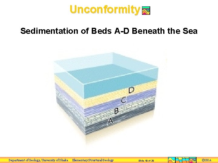 Unconformity Sedimentation of Beds A-D Beneath the Sea Department of Geology, University of Dhaka