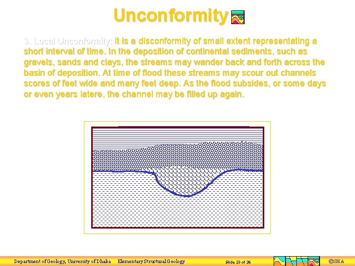 Unconformity 3. Local Unconformity: It is a disconformity of small extent representating a short
