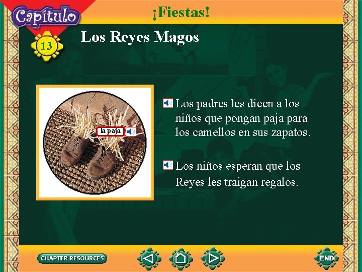 ¡Fiestas! 13 Los Reyes Magos la paja Los padres les dicen a los niños