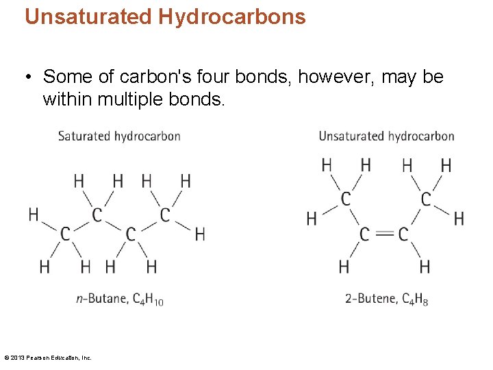 Unsaturated Hydrocarbons • Some of carbon's four bonds, however, may be within multiple bonds.