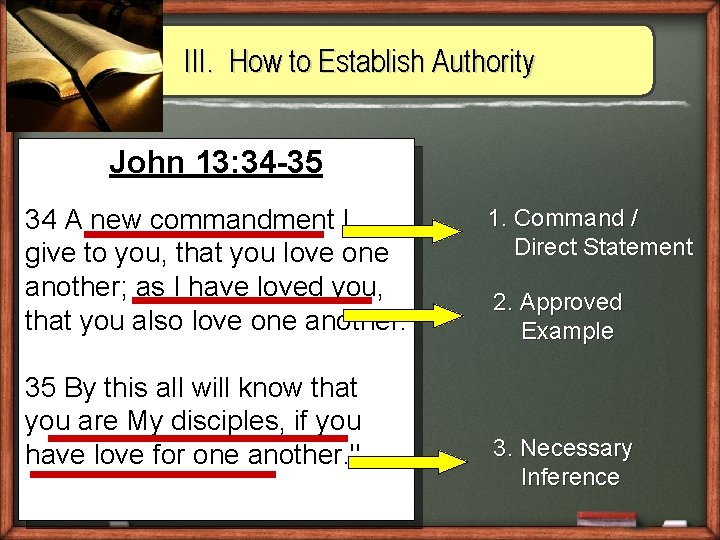 III. How to Establish Authority John 13: 34 -35 34 A new commandment I