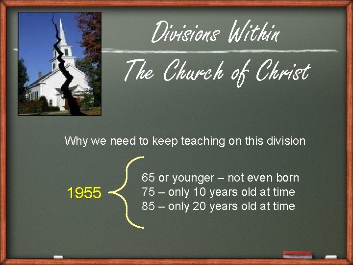 Divisions Within The Church of Christ Why we need to keep teaching on this
