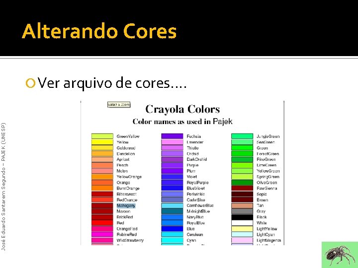José Eduardo Santarem Segundo – PAJEK (UNESP) Alterando Cores Ver arquivo de cores. .