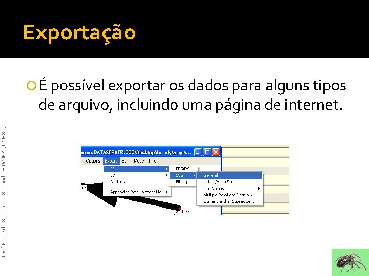 Exportação É possível exportar os dados para alguns tipos José Eduardo Santarem Segundo –