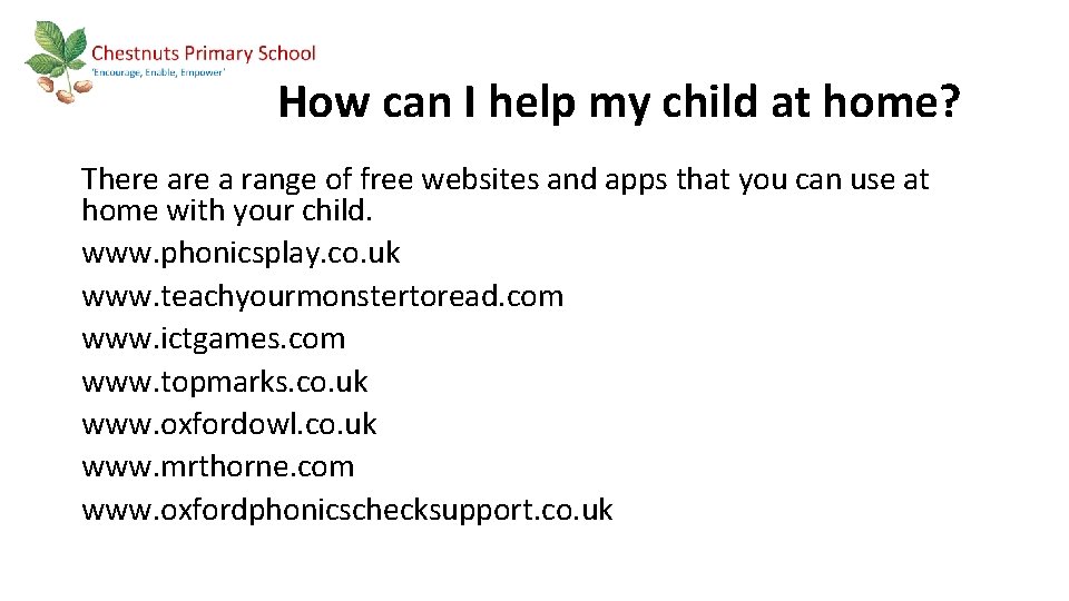 How can I help my child at home? There a range of free websites