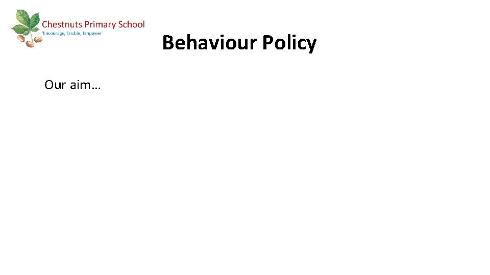 Behaviour Policy Our aim… 