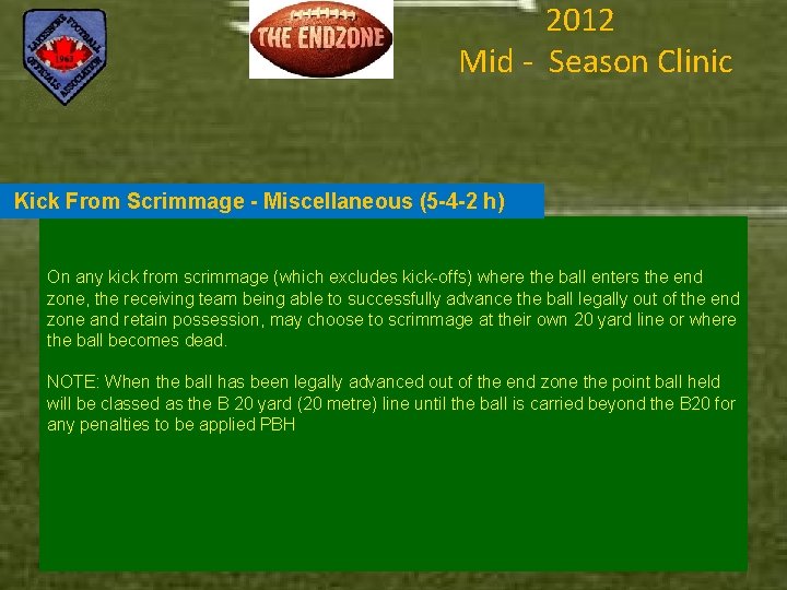 2012 Mid - Season Clinic Kick From Scrimmage - Miscellaneous (5 -4 -2 h)