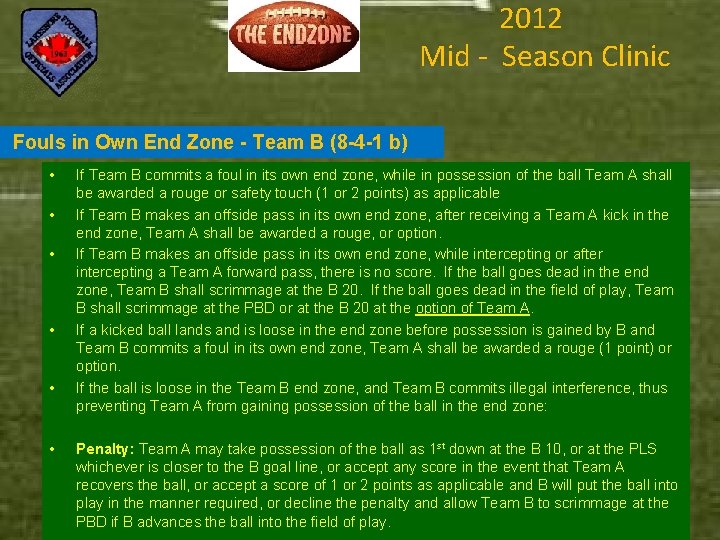 2012 Mid - Season Clinic Fouls in Own End Zone - Team B (8