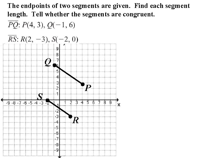 The endpoints of two segments are given. Find each segment length. Tell whether the