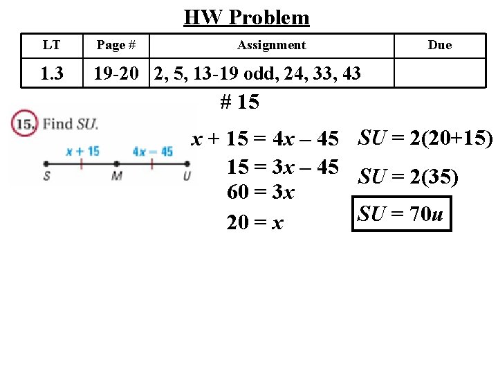 HW Problem LT Page # Assignment 1. 3 19 -20 2, 5, 13 -19