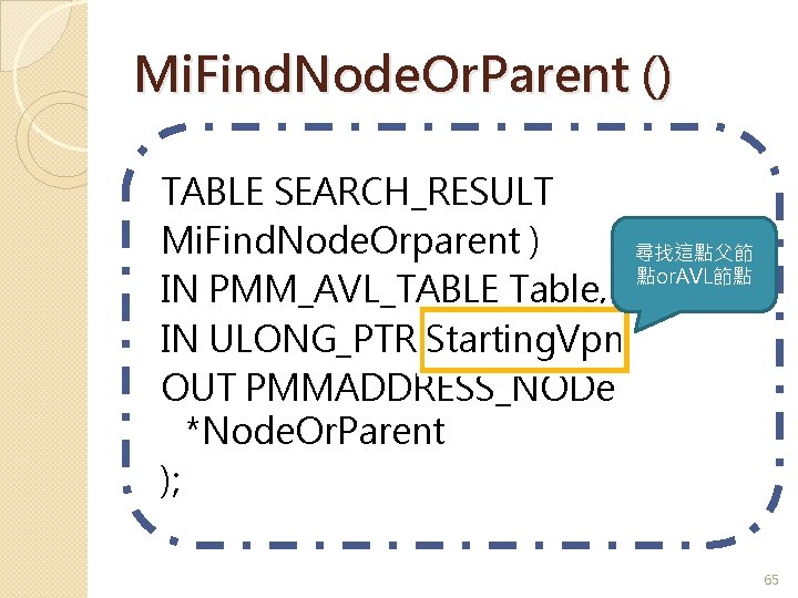 Mi. Find. Node. Or. Parent () TABLE SEARCH_RESULT Mi. Find. Node. Orparent ) 尋找這點父節