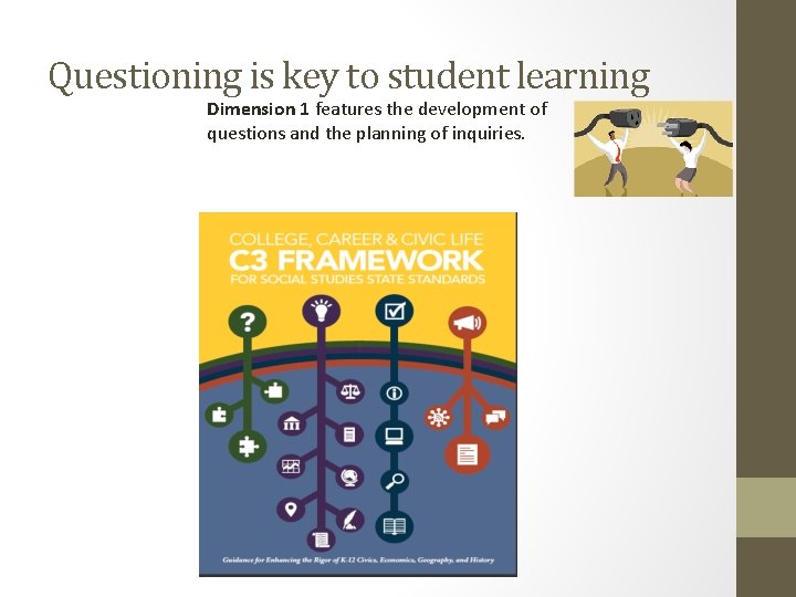 Questioning is key to student learning Dimension 1 features the development of questions and