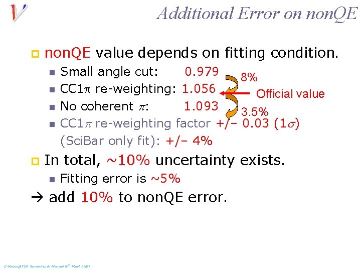 Additional Error on non. QE p non. QE value depends on fitting condition. n