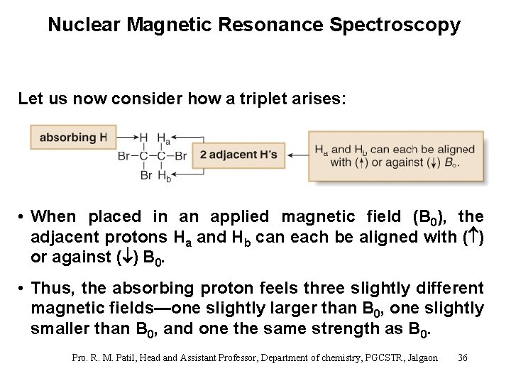 Nuclear Magnetic Resonance Spectroscopy Let us now consider how a triplet arises: • When