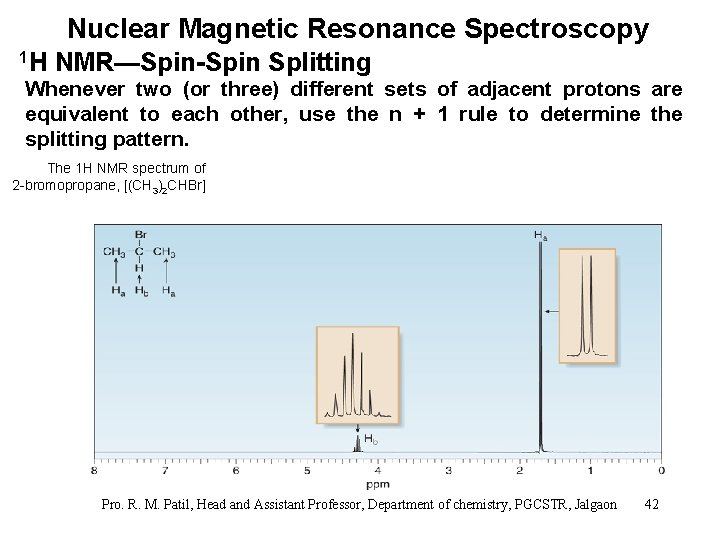 Nuclear Magnetic Resonance Spectroscopy 1 H NMR—Spin-Spin Splitting Whenever two (or three) different sets