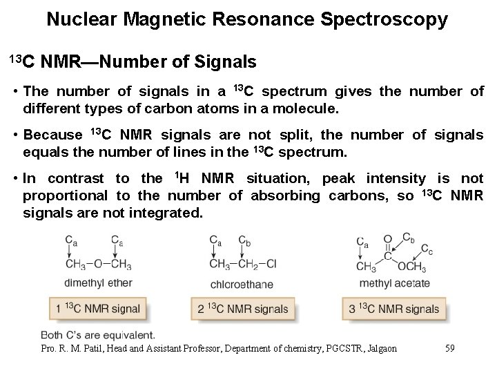 Nuclear Magnetic Resonance Spectroscopy 13 C NMR—Number of Signals • The number of signals