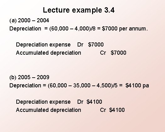 Lecture example 3. 4 (a) 2000 – 2004 Depreciation = (60, 000 – 4,