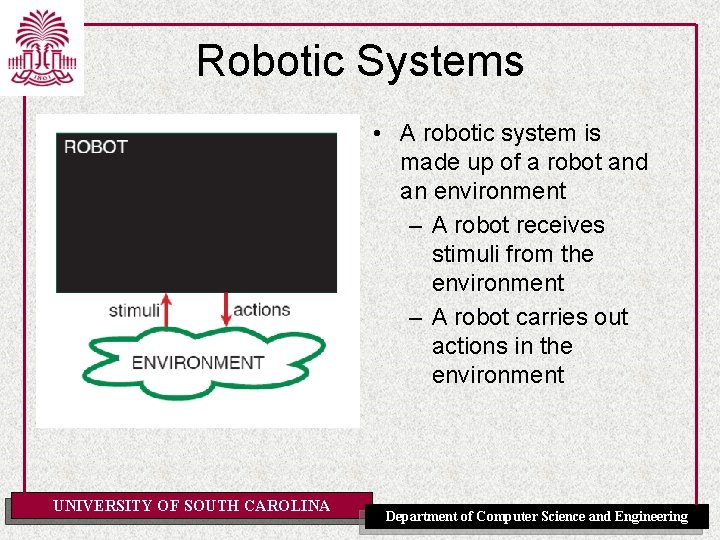 Robotic Systems • A robotic system is made up of a robot and an