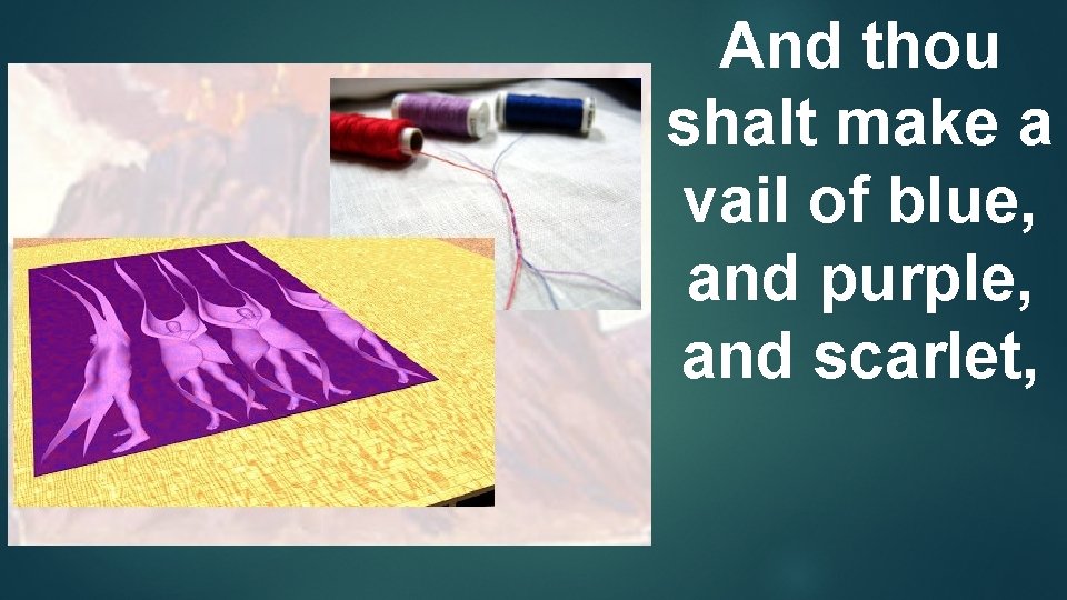 And thou shalt make a vail of blue, and purple, and scarlet, 