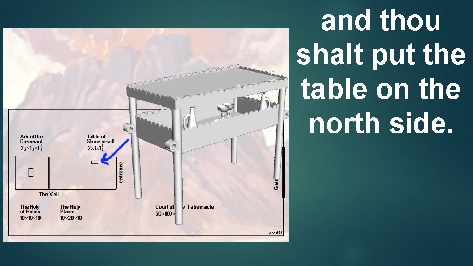 and thou shalt put the table on the north side. 