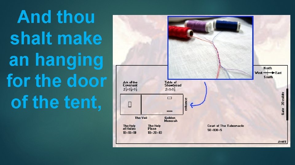 And thou shalt make an hanging for the door of the tent, 